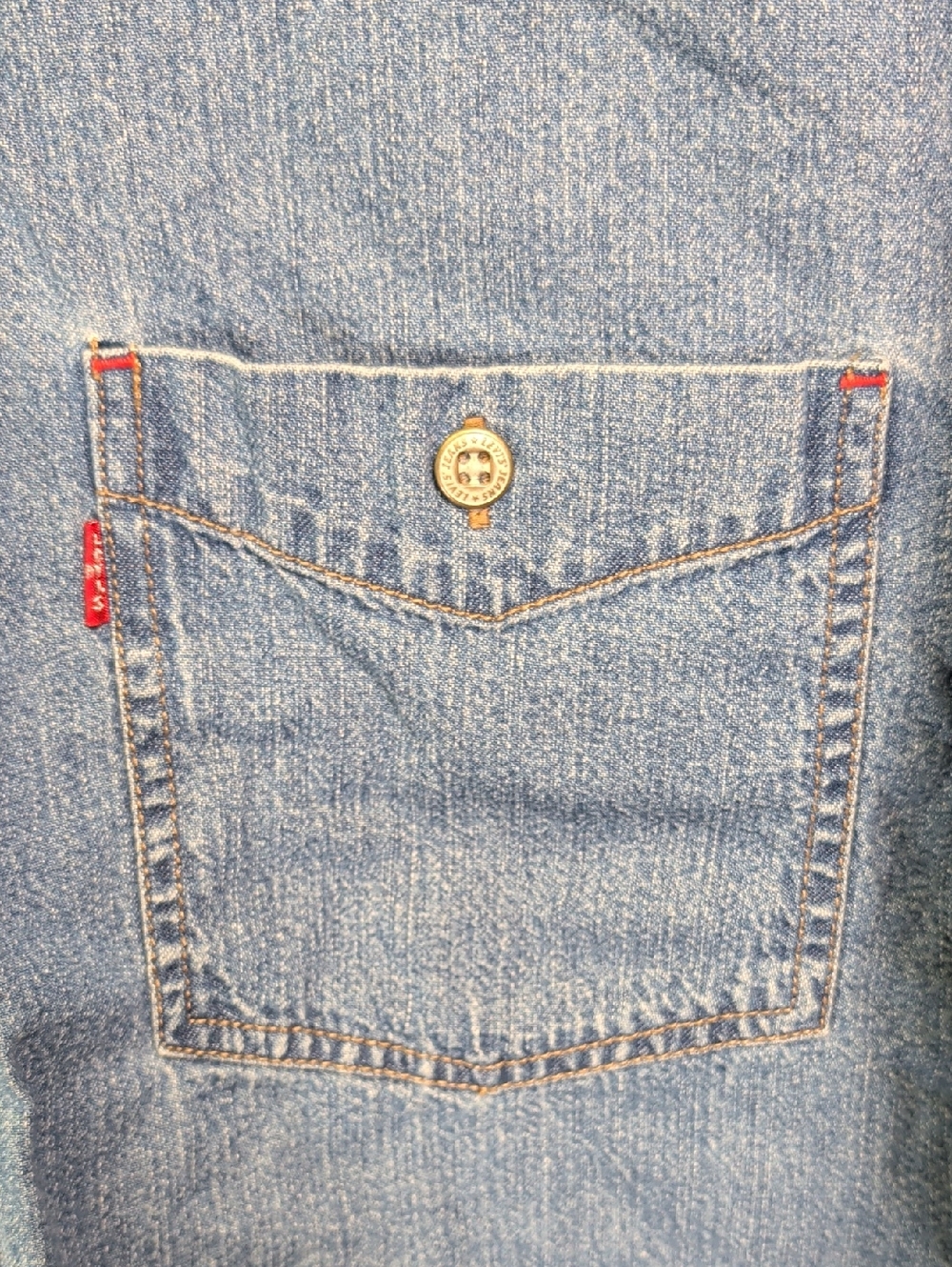 1998 Levi's Denim Shirt Mens LMS Silver Tab Red Tab XL - Picture 6 of 13